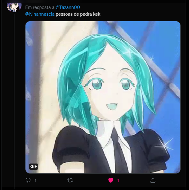 Ninahnescia's tweet photo. parece que a ligação "stephanie =  houseki" é muito comum https://t.co/vqUV2K2O7E