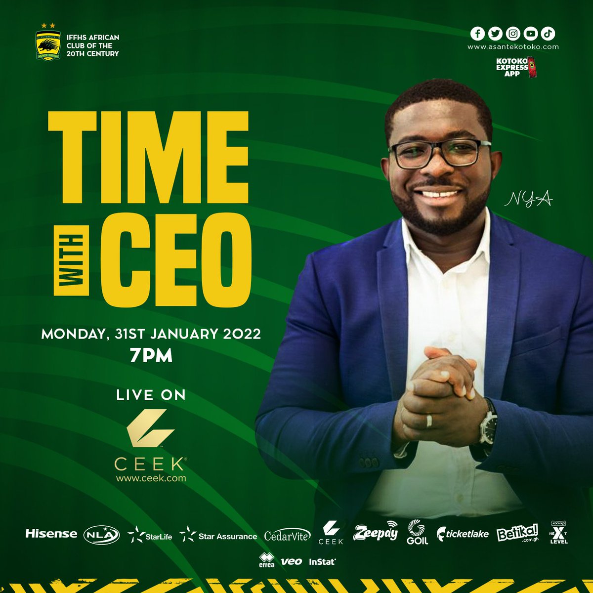 AsanteKotoko_SC's tweet photo. ⚡𝘾𝙇𝙐𝘽 𝙐𝙋𝘿𝘼𝙏𝙀⚡

📍Chief Executive Officer, Nana Yaw Amponsah, has an exciting evening with all of us on @ceekvr at 7 pm on Monday

𝙿-𝙻-𝙴-𝙰-𝚂-𝙴, DON'T MISS IT!!

DON'T MISS IT!!

#AKSC https://t.co/skHuB8cPu7