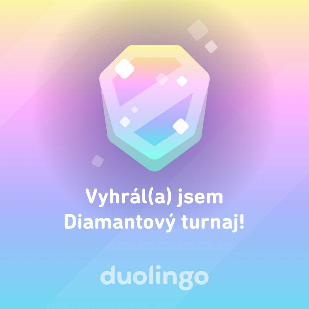 Valonika's tweet photo. Vyhrál/a jsem Diamantový turnaj na Duolingu! Je to bezplatný, zábavný a efektivní způsob, jak se naučit jazyky. Tady je můj zvací odkaz: https://t.co/oP1yzV3pp4. https://t.co/oBaH38ntoA