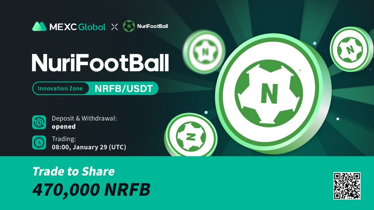CryptoTownEU's tweet photo. 📣MEXC Will Launch Trading Contest for NuriFootBall (NRFB) - Trade to Share 470,000 NRFB!

👉 Sign up: https://t.co/sQiRP5AuE3

1) Grand Prize - 315,000 NRFB prize pool
2) Participation Prize - 155,000 NRFB prize pool

More: https://t.co/DWhdLBxCcl

#Crypto #giveaway #Airdrop https://t.co/UpjU6lzRia