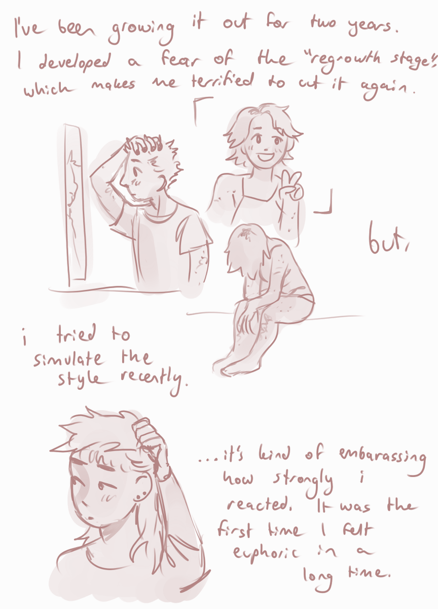 Just a silly little comic about gender, depression, family, language, and hair
(1/3)