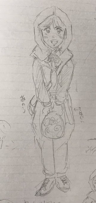 防空頭巾ちゃん落書き昔描いたなあ。お婆ちゃんに大福届けに行くけど米軍機に追い回され転んで大福大破。(続く 