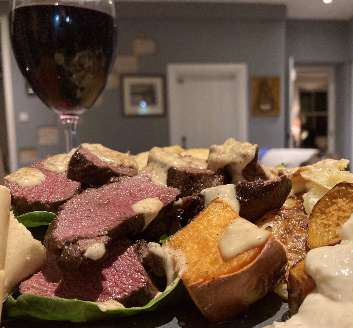 _Duncan_Thomas's tweet photo. Chefs perk, butter flashed roe venison fillet/backstraps with a Stilton sauce and cheeky red… Big day tomorrow #beatersday #venison https://t.co/OKQBB9NIp9