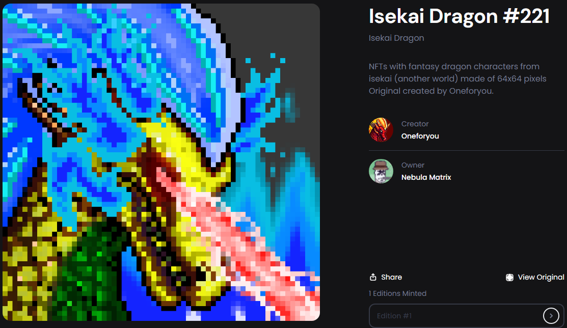 1_4__u's tweet photo. This Dragon π has found its new master, thank you very much @Nebula_Matrix π₯π
#VeChain #VNFT #IDFam #NFT #VeFam https://t.co/MXHkKLzcDy