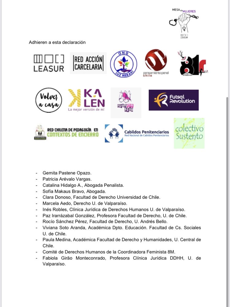 pensapenalchile's tweet image. 🔴 Diversas ONG hemos adherido a esta declaración conjunta en donde informamos a la ciudadanía el abandono en que se encuentra la población penal respecto del acceso a derechos básicos. Este abandonó ha generado la muerte de una mujer privada de libertad en el CPF San Miguel.