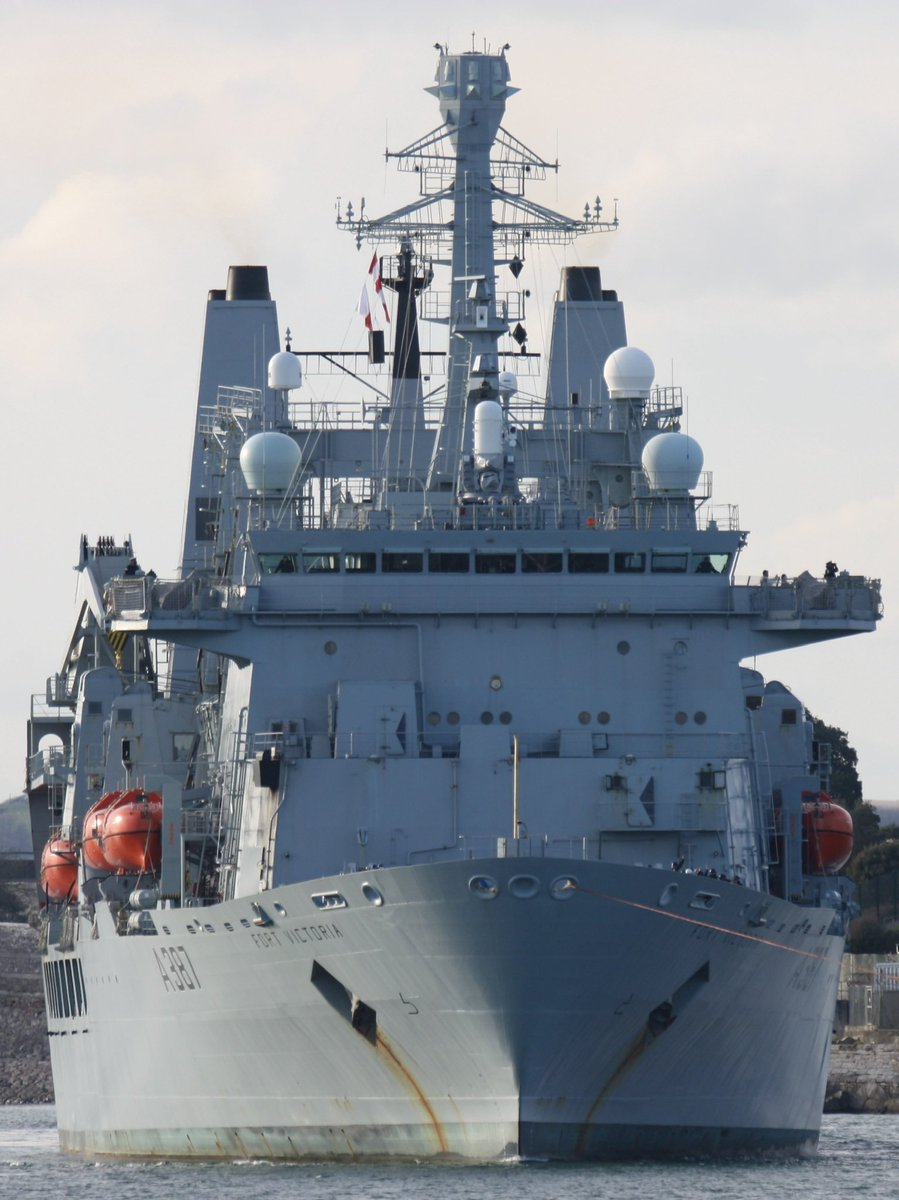 WarshipCam's tweet photo. RFA Fort Victoria (A387) Fort-class auxiliary oiler replenishment ship off of Plymouth, England - January 30, 2022 #rfafortvictoria #a387

* photo courtesy of @defenceimagesuk https://t.co/sFEqLKLb3I