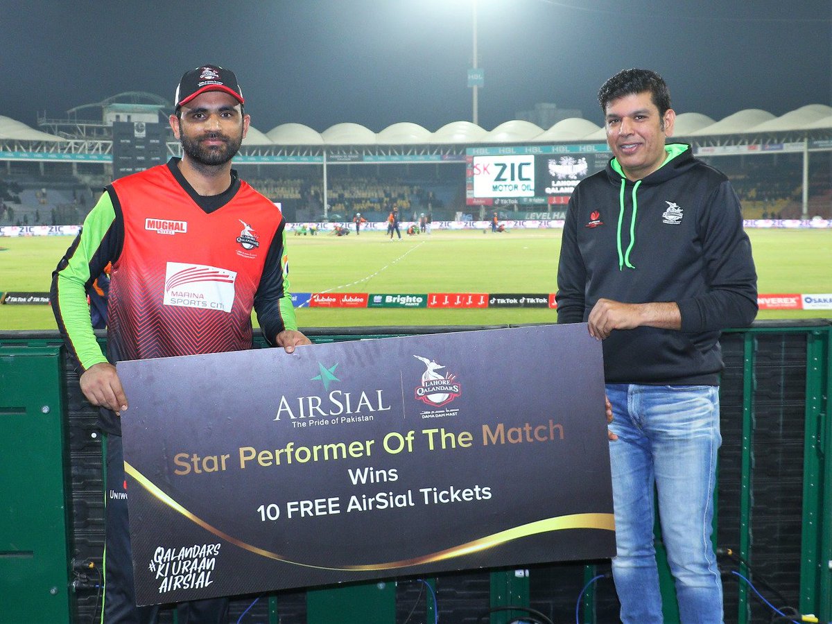 Obviously, @FakharZamanLive is our Star Performer of the Match tonight!

#AirSial - Official Travel Partner of @LahoreQalandars
#QalandarsKiUraanAirSial #LahoreQalandars #HBLPSL7
