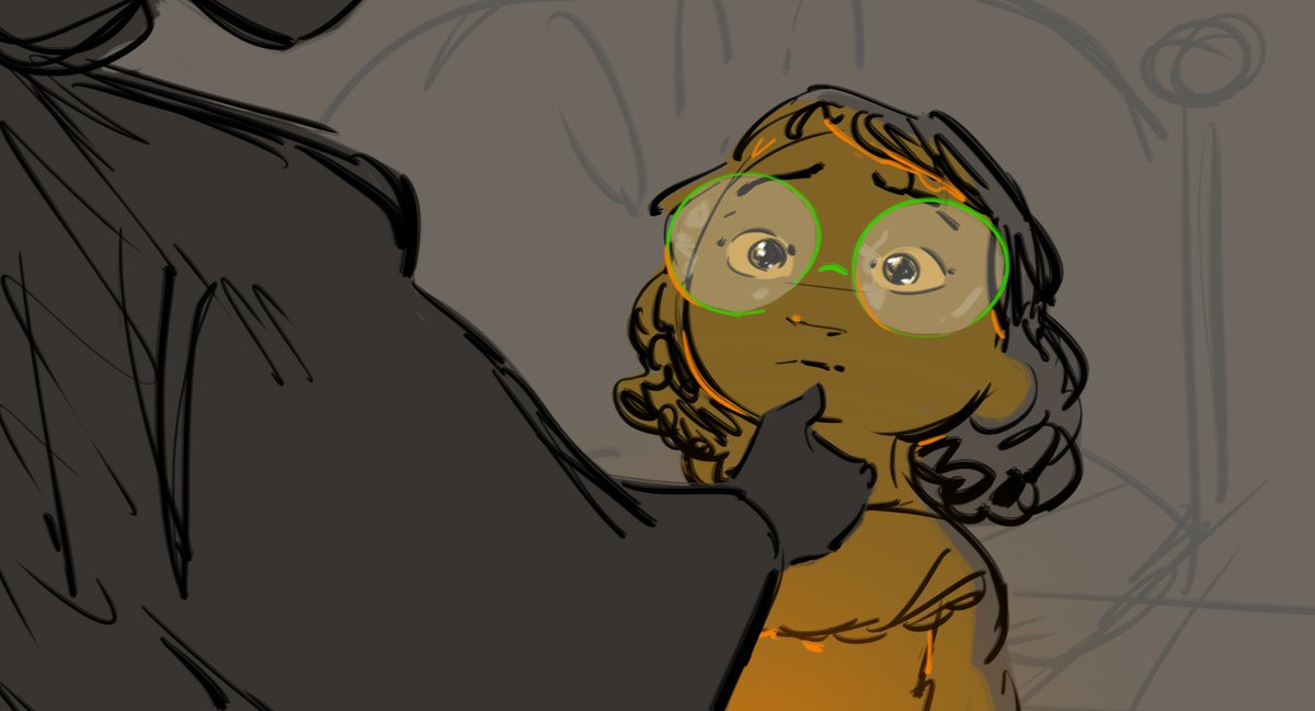 DisneyAnimation's tweet image. “I loved this tender little moment in the prologue between Abuela and Mirabel. I really wanted to subtly show how much pressure Abuela is putting on her. Her glasses, her hair, it all must go perfectly!” - David VanTuyle, Story Artist #Encanto