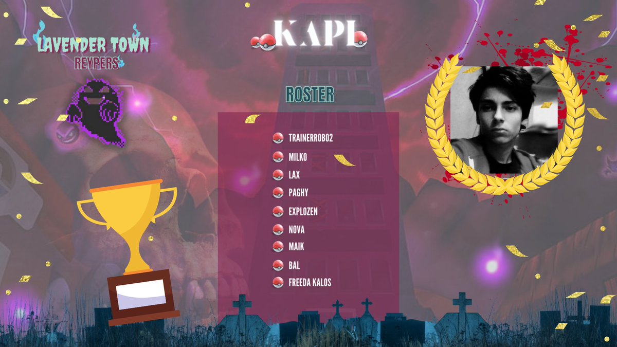 Complimenti ai campioni della KAPI, i Lavender Town Reypers di kapitan <a href="/rey_vgc/">Rey</a> ! 👻
Complimenti a tutti i ragazzi del team 🏆

Ringraziamo ancora il gruppo di <a href="/KalpofVGC/">Filippo</a> per l'opportunità e a tutti i partecipanti e i sostenitori per il fantastico torneo 🚜💜