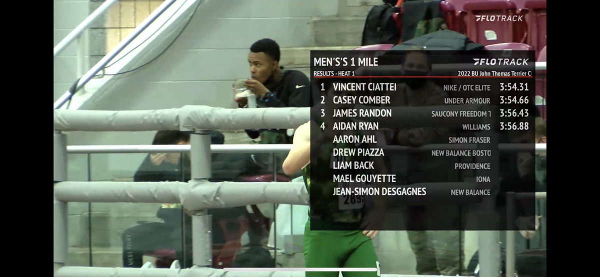 🚨D3 National Record🚨

Aidan Ryan from <a href="/Williams_TFXC/">Williams T&F XC</a> runs 3:56.88 to break the D3 Indoor Mile record!