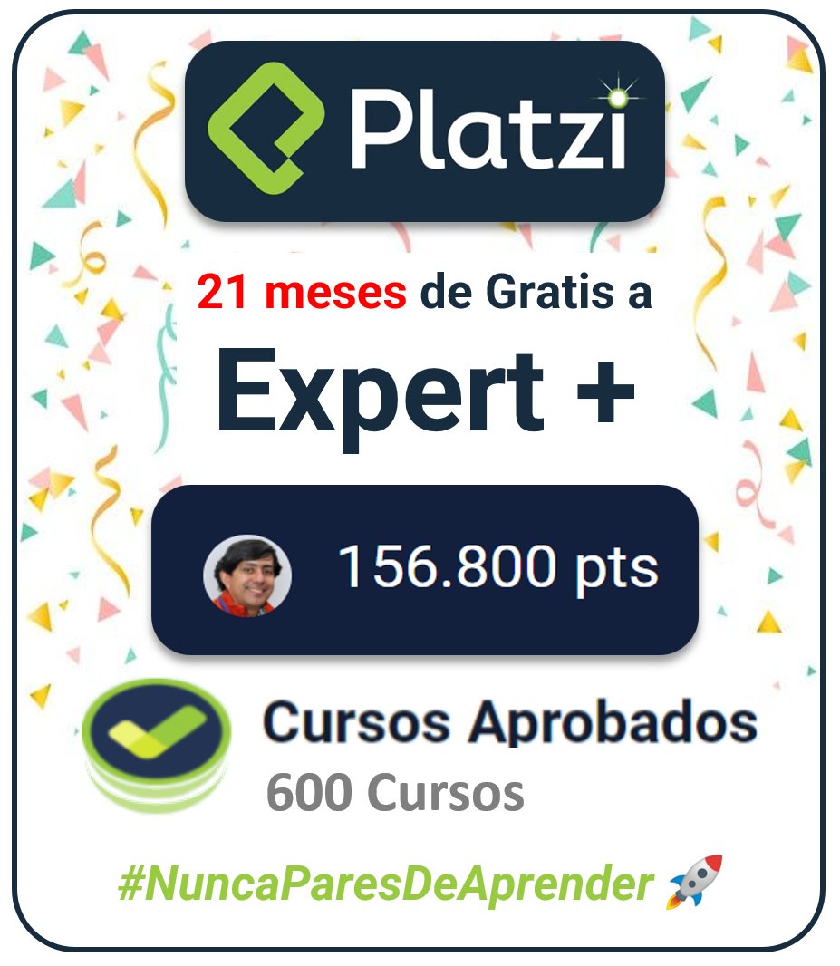 nibaldor1's tweet image. Casi 2 años, la experiencia es extraordinaria en @platzi y comparto con la comunidad este logro, esto recien comienza 🚀