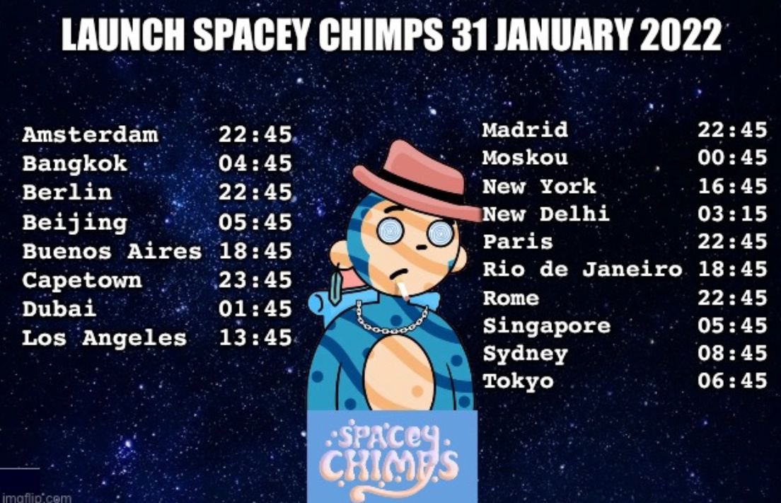 SpaceyChimpsNFT's tweet photo. Launch time Confirmed!!! #SpaceyChimps #NFTartist #NFTs #NFTLAUNCH #NFTCommunity #Metaverse #ETH #Ethereum #opensea #nftcollectors https://t.co/1FD8v7odMD