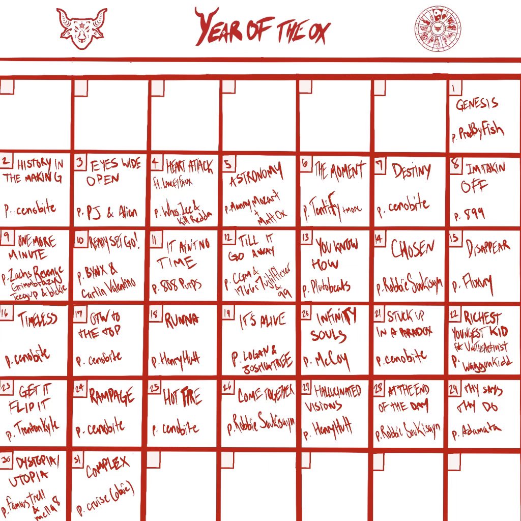 FULL TRACKLIST TO #YEAROFTHEOX
DROPPING TONIGHT AT MIDNIGHT EST!