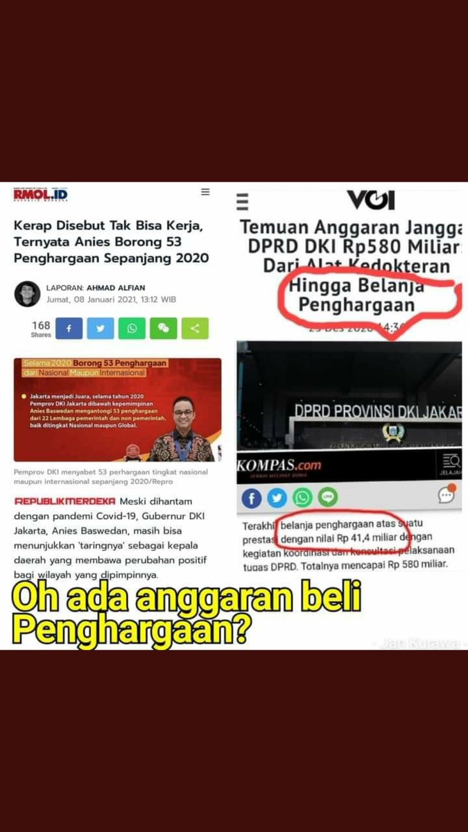 Argo00449750's tweet photo. Utk nutupin berita kegagalan ini, rombongan buzzer piaraan bandar cangcut @aniesbaswedan  memikirkan utk membuat issue pengalihan , diantaranya melaporkan anak2 jokowi ke @KPK_RI  dan melawan program vaksinasi nasional, belanja award..dll
#hapuskan bandar cangcut balaikota. https://t.co/y1WOY9OwqZ