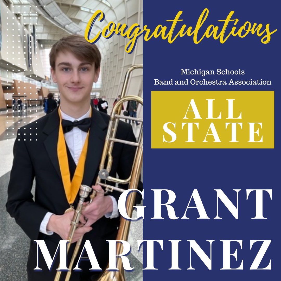 LamphereSchools's tweet photo. Congratulations LHS Senior, Grant Martinez, on being named to the 2022 @msboa_org All State Band. 

‘Grant is so deserving of this honor &amp; all of us at Lamphere are so proud of him,” Michael Garvey, Lamphere’s Band Director @lampherebands @mdgMI @JulieMMartinez 
#wearelamphere https://t.co/Dmc7KHtWAs