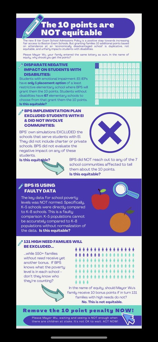 StartSmartBPS's tweet photo. The tiers are a positive step to increasing access to exam schools.  Granting 10 points based on attendance at an “economically disadvantaged school” is duplicative, not equitable and unfairly impacts SWD. #bospoli https://t.co/ALTn5xV6jg