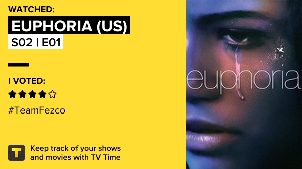 onlytburkhart's tweet photo. I've just watched episode S02 | E01 of Euphoria (US)! #euphoria  https://t.co/PnmBiR9pTb #tvtime https://t.co/8Tx2hfmcmE