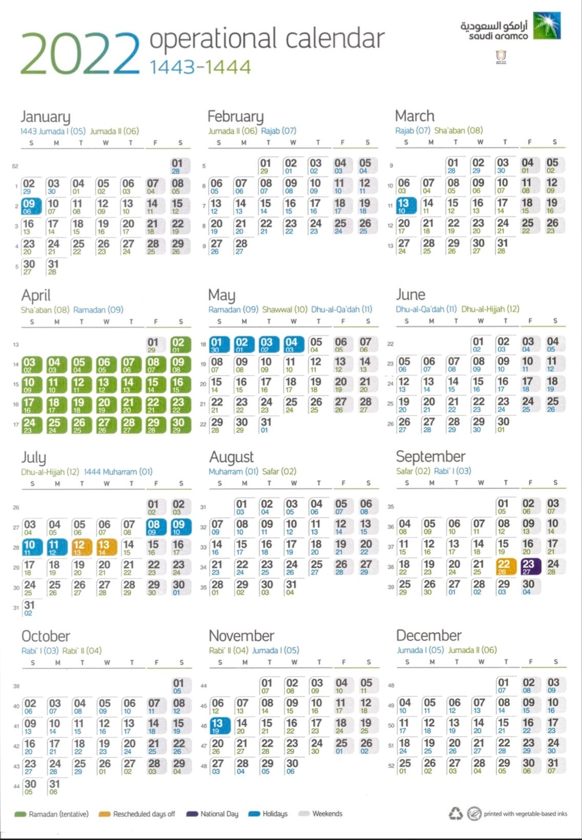 عبدالوهاب العنزي AHA on Twitter: "#Aramco calendar 2022 تقويم #أرامكو