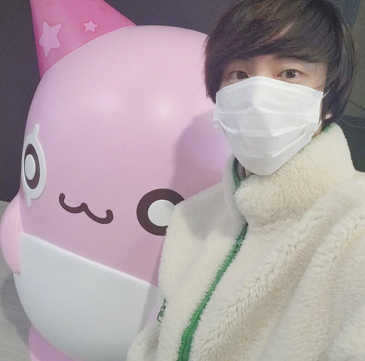 seokjin with his favorite maple story character pink bean <333