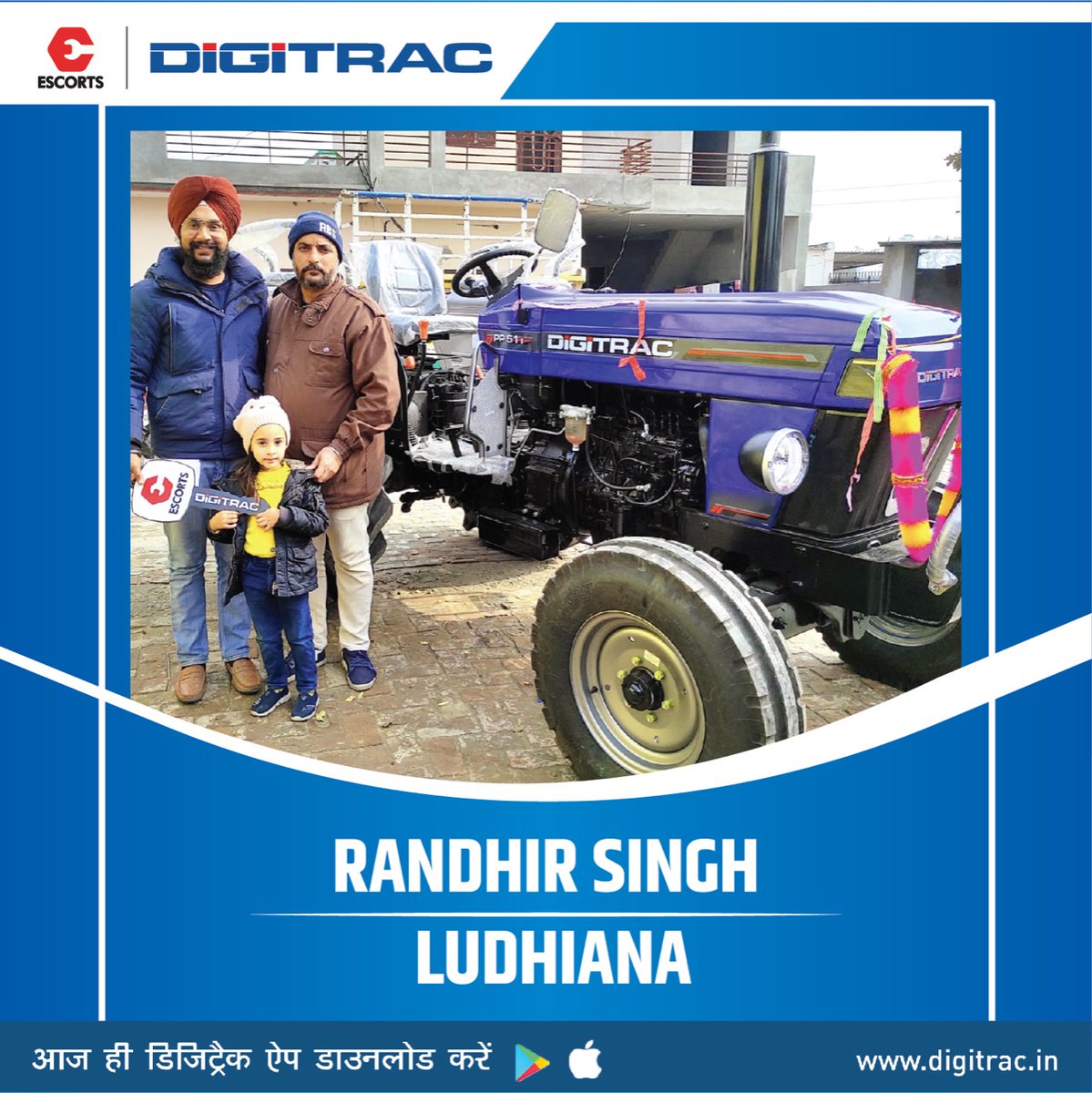 EscortsDigitrac's tweet image. लुधियाना के श्री रणधीर सिंह जी के घर पहुंचा उनका नया डिजिट्रैक ट्रैक्टर। उन्हें भेंट हैं, ढेरों बधाइयां व उनके उज्जवल भविष्य की कामना।
Android: goo.gl/PLdah5
IOS: apple.co/2HfQHtM
#happycustomer #safehomedelivery #OnlineTractor #DigitracApp #downloadapp