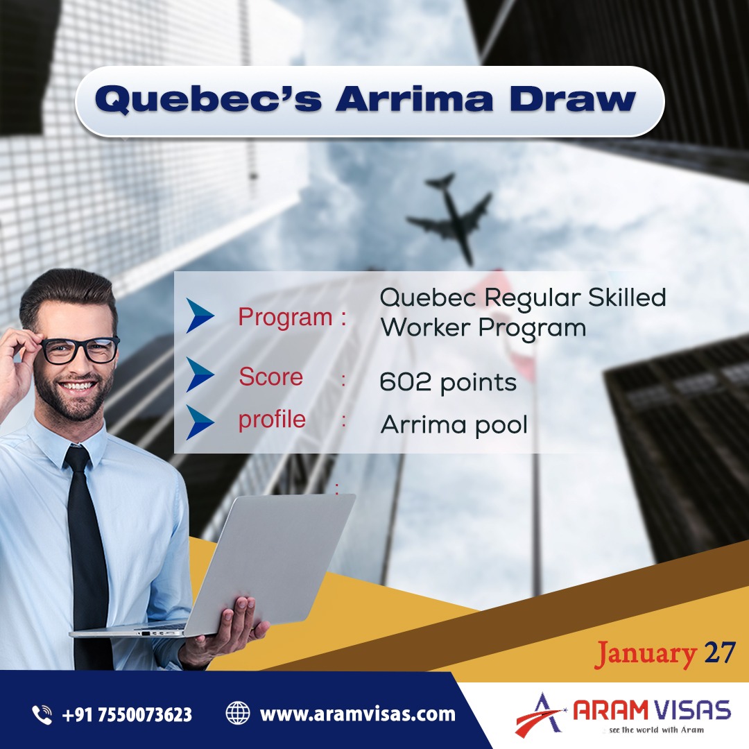 QSWP invites 512 skilled workers who have a profile in Arrima pool with a score of 602. They should also have occupation under NOC which is targeted by QSWP.

Visit Aram Visas Website: aramvisas.com

#quebec #quebecanada #quebecimmigration #quebecarrimadraw #visacanada