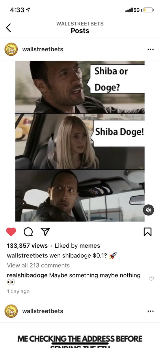 Wall Street Bets just posted #ShibaDoge 

Apes gonna ape 🦍 

#ShibDoge #Shib #Doge #wallstreetbets
