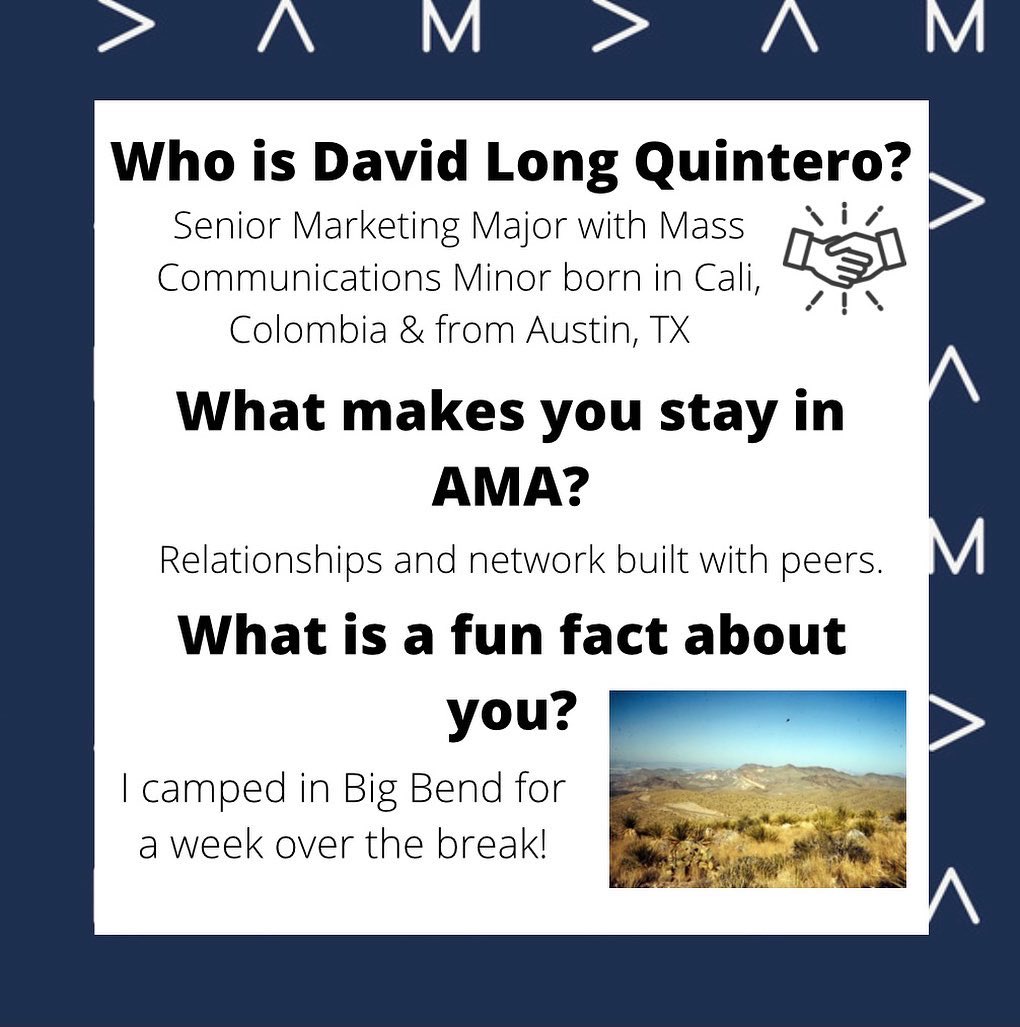 txst_ama's tweet photo. Introducing ... our Community and Social Impact Director, David along Quintero!! #txstama #ama #americanmarketingassociation https://t.co/naTSBaQMXb