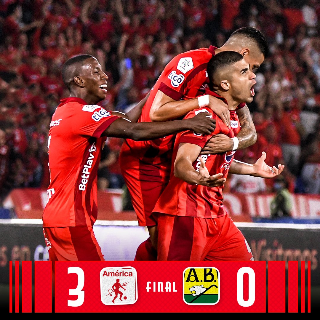 AmericadeCali's tweet photo. AMÉ 🆚 BUC [3-0] 

|90’ +3’ ⏱| ¡FINAAAL EN EL PASCUAL GUERRERO! SEGUNDA VICTORIA CONSECUTIVA EN CASA. 🇦🇹🔥 ¡¡VAMOS, AMÉRICA!! ➕3️⃣

🤩 ¿Qué te pareció el partido de esta noche? ⬇️

#AMÉxBUC https://t.co/RQI3ssFrly