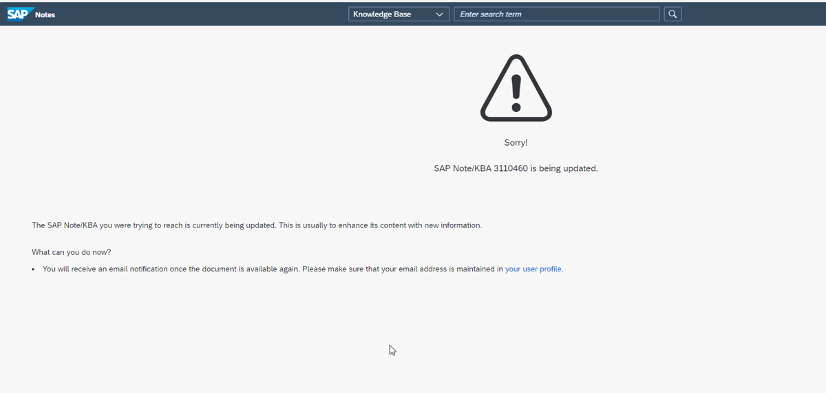 phil_cooley's tweet photo. Hey @SAPSupportHelp any idea when this note will be available? Really poor UX! We need to be able to supply the original note contents rather than this message. Showing something rather than nothing is better  and maybe the ability to send a notification when it has been updated https://t.co/hA9YSKWkvp