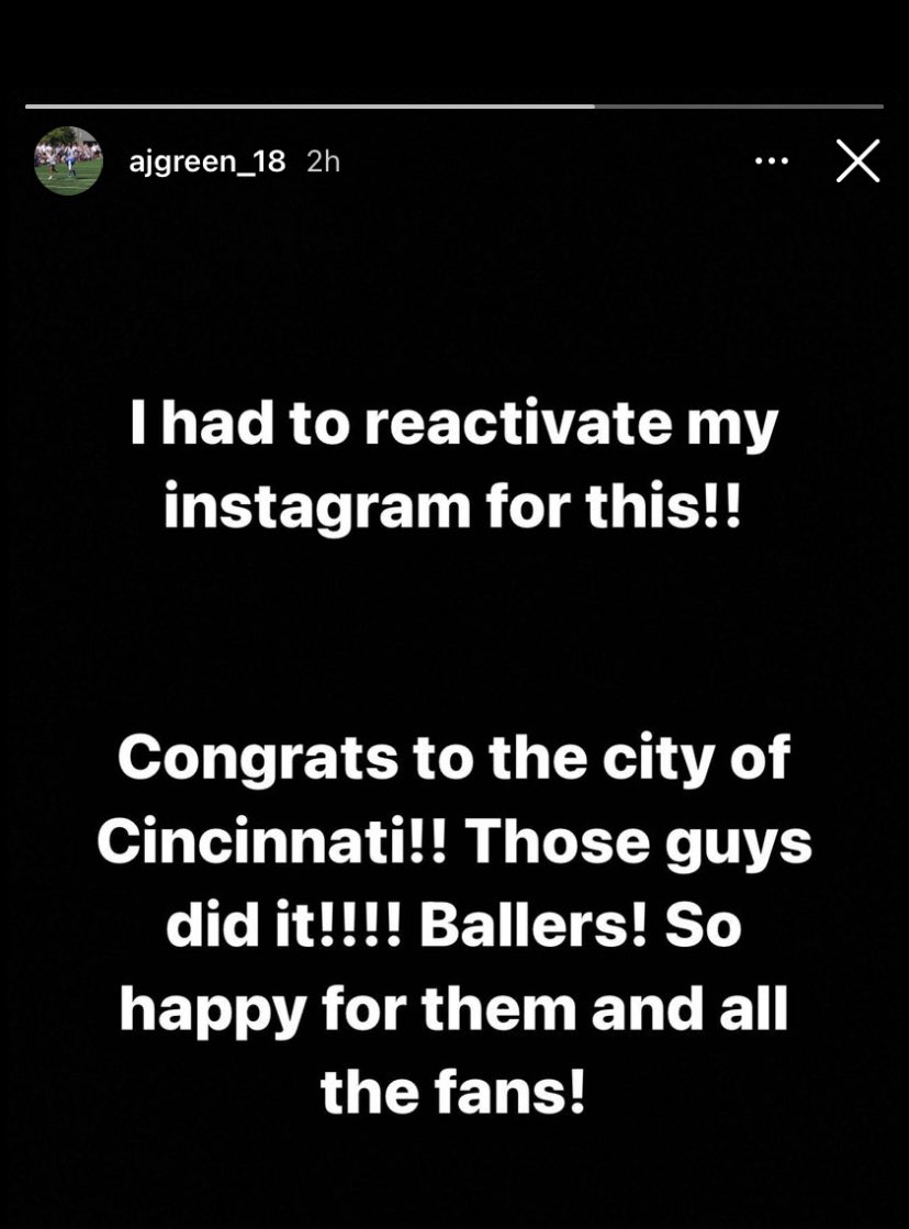 AJ Green’s Instagram story has me in my feels. Once a Bengal, always a Bengal.