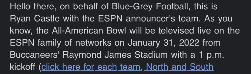 BrandenGoodson1's tweet photo. Excited to announce that i will be playing in the BLUE-GREY ALL AMERICAN GAME Tune in Tomorrow  @1pm on ESPN 3!! @free48babee @GJHS_Football @CountyPolk  @CooperGosch @Coach__Latimer @CoachJeremiah https://t.co/nmiw7VIY3X
