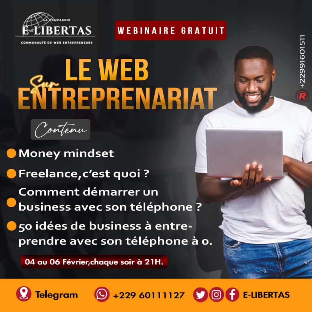 Elibertas01's tweet photo. Désirez-vous toucher des revenus passifs grâce à votre téléphone ?
Je vous invite à ce👨‍💻webinaire gratuit sur le web entrepreneuriat (Online).
Pour plus de détails envoyez WEB sur WhatsApp au +22960111127 
ou cliquez ce lien 👇
https://t.co/8hXvZ34D6s🥳
Bonne chance😋 https://t.co/Y9Tmau9TpG