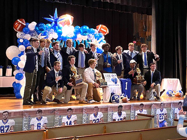 McCallieSports's tweet photo. .@McCallieFB celebrated today -- its third straight state championship, the 13-0 season, the strong senior class, and the brotherhood that is McCallie School and the football program. #GoBigBlue https://t.co/UWwLEFcR6m