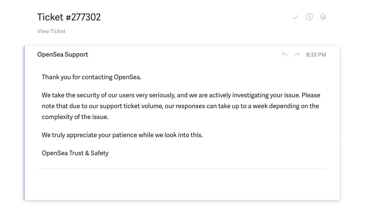 We have officially contacted <a href="/opensea/">OpenSea</a> and <a href="/opensea_support/">OpenSea Support</a> to let them know about what we're doing with DIKuza and that @AzukidNFT is a rug pull / scam. We'll share their response as soon as we hear back from them.