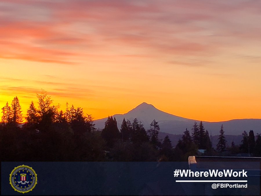 Sunrise with mt hood in the distance and trees in the foreground