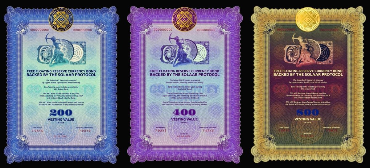 Sneak peek of the #NFT #Bonds to be offered in our upcoming IBO! #DeFi #Solaar #StakingRewards #BTC #LiquidityMining