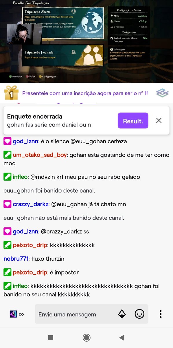 Fui banindo da minha própria live, mds alguém me ajuda 🤦🏻‍♂️