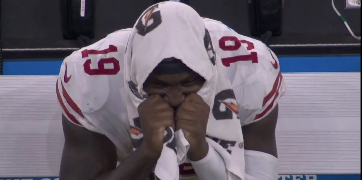 49ersSportsTalk's tweet photo. I FEEL FOR YOU DEEBO. You literally carried us @19problemz. We appreciate you. We love you. YOU ARE THE HEART AND SOUL OF THIS TEAM. 

This hurts. But, you will bring us back. #FTTB #Niners #NFL https://t.co/SPxAMq30zC