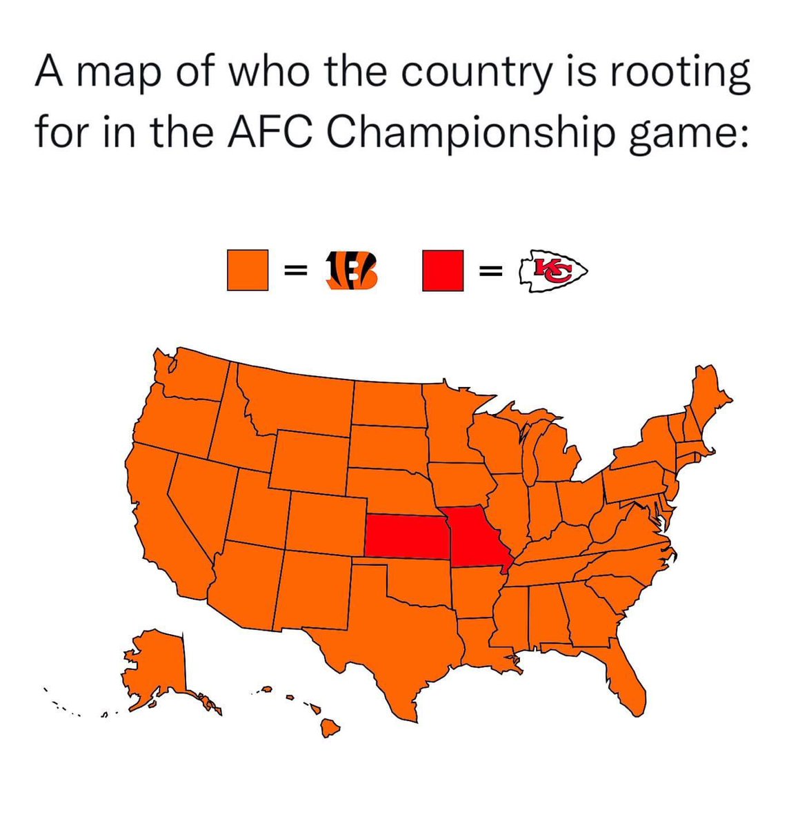 If this is the map for the AFC championship,  I expect a similar one for the Super Bowl.