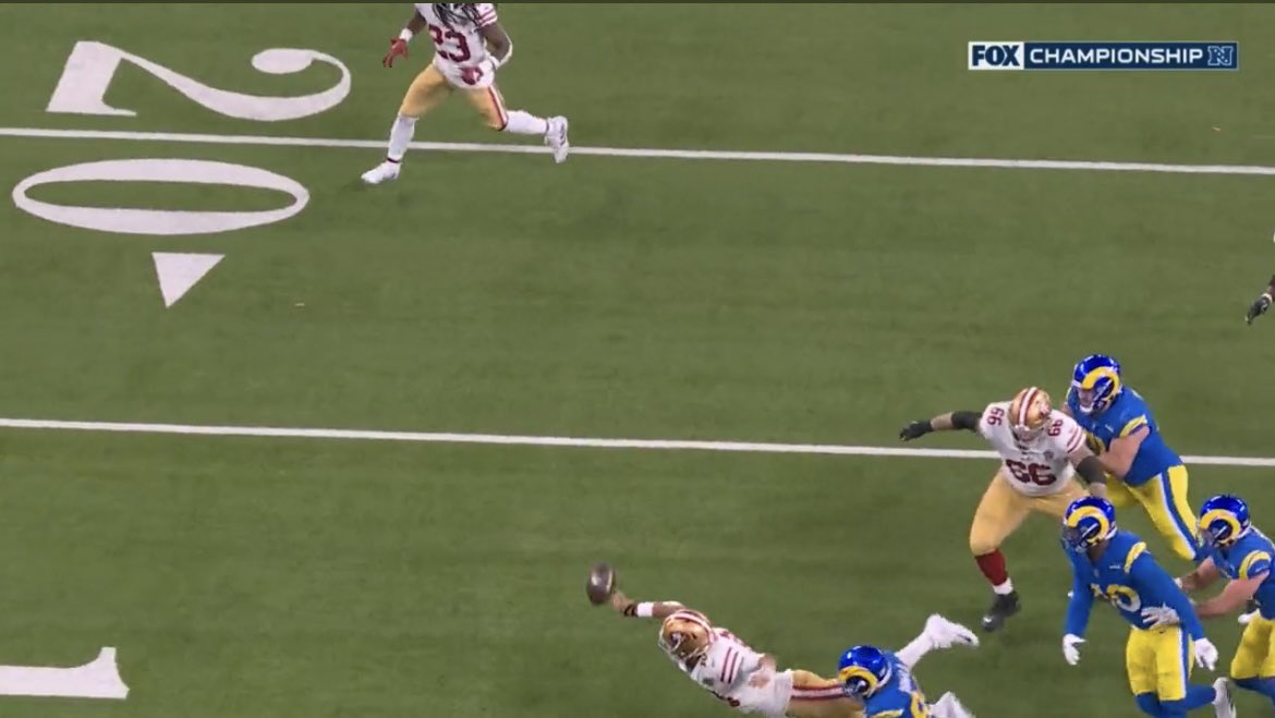 LvlKoda's tweet photo. Jimmy Garoppolo really said “fuck it, Deebo down there somewhere” with the game on the line… https://t.co/Y1hudEaydR