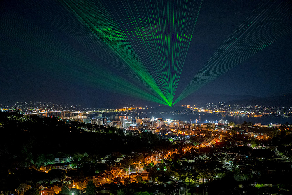 A few shots of the #BEACON light show over #Hobart from last night. It was really quite stunning :)   #monafoma