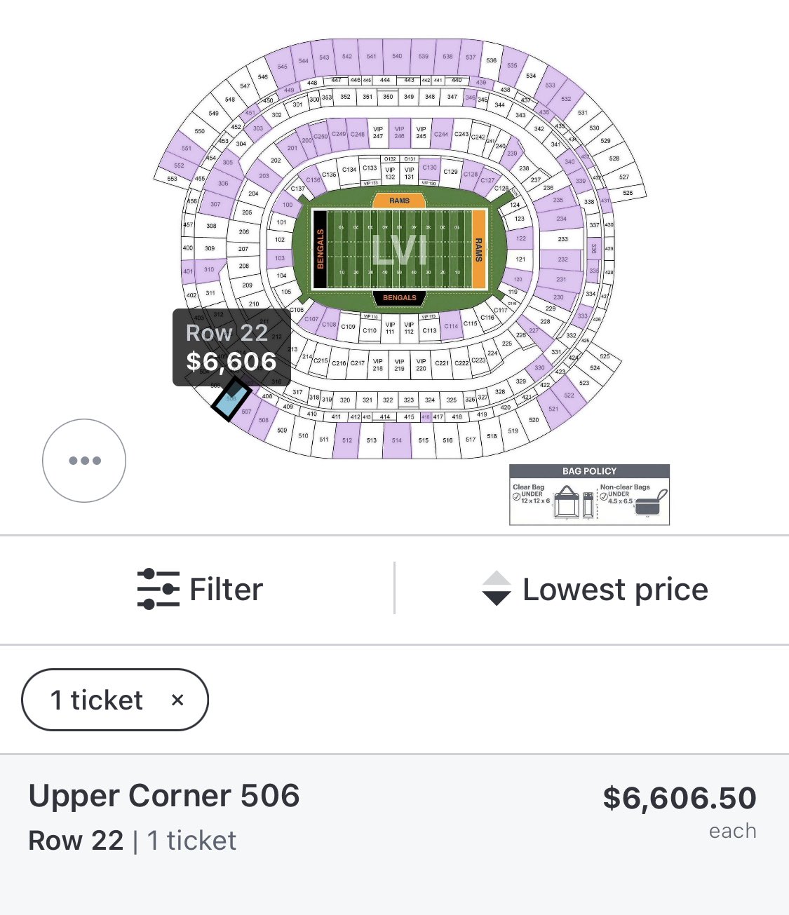 ticket for super bowl 2022 price