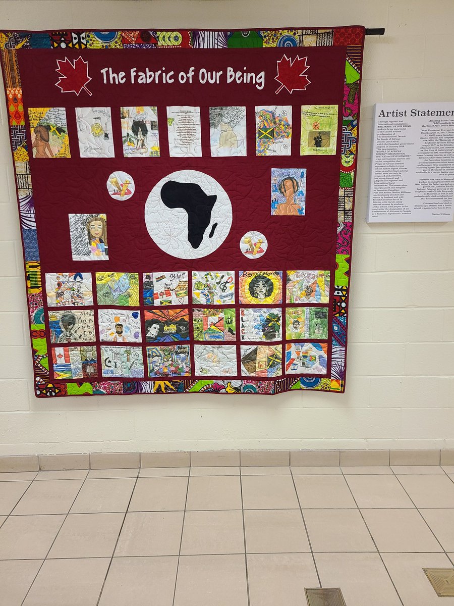 mrsmfrancis1's tweet image. Thanks @nadinewilliams for working with @SunnyViewMS students on this amazing quilt! All students were able to connect to the African Diaspora and leave an amazing legacy for our school as we acknowledge the International Decade for People of African Descent @PeelSchools