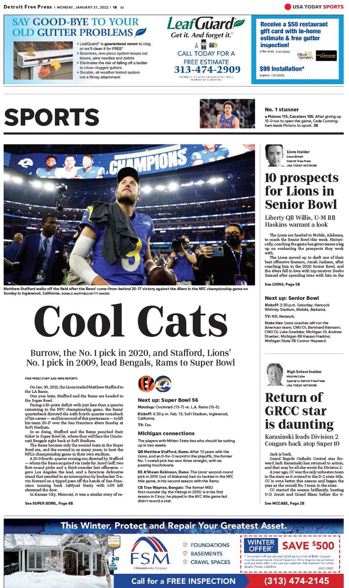 Highland Park Matt saw his shadow on Sunday, like Punxsutawney Phil, so <a href="/freepsports/">Freep Sports</a> gets two more weeks of Matthew Stafford coverage. It’s like Groundhog Day, but with conflicted Lions fans… Lots of coverage from <a href="/davebirkett/">Dave Birkett</a>, <a href="/MickMcCabe1/">Mick McCabe</a>, <a href="/omarisankofa/">Omari Sankofa II</a>, @Greg__Stark  and more