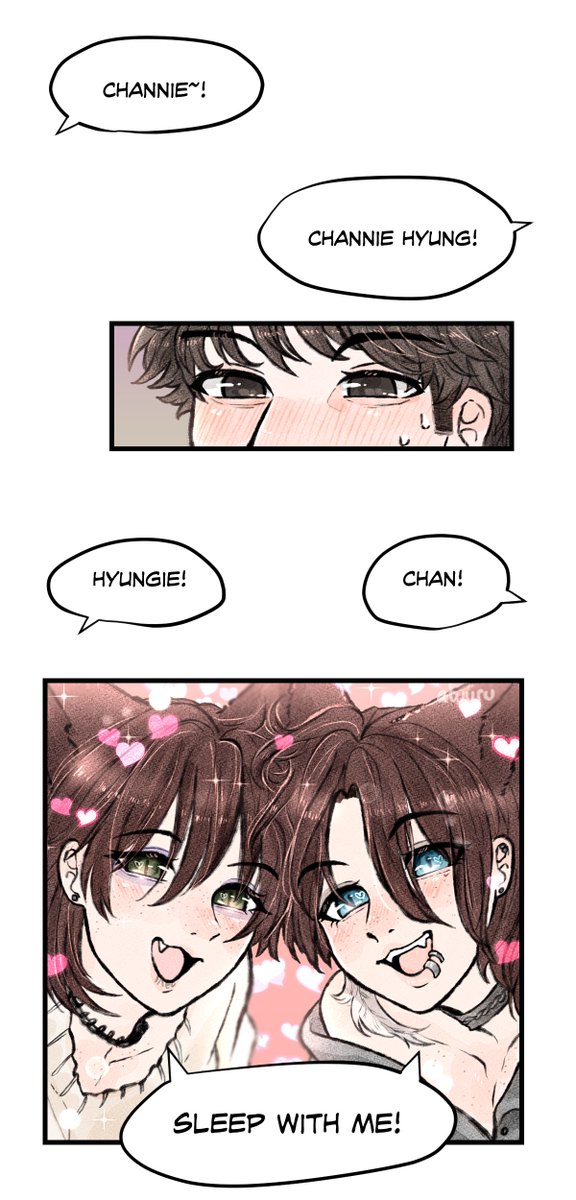 [Chan's Felix Harem AU]

Webcomic style here -> https://t.co/uSHnqlQtUs

#StrayKids #Straykidsfanart #chanlix 