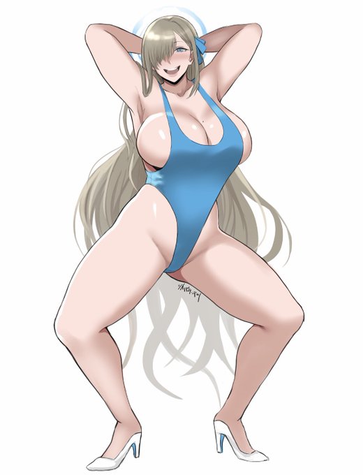 以前アップしたハイレグアスナですが
後頭部の輪っかとホクロを描き忘れていたので修正しました! 