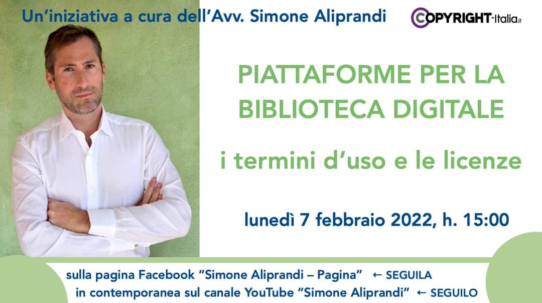 Tra poco parleremo di termini d'uso e licenze delle piattaforme per la #biblioteca digitale. -- #copyright #proprietàintellettuale #dirittodautore #biblioteche #library #digitallibrary #libraries