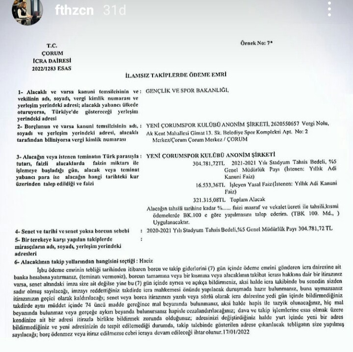 Çorum Futbol Kulübü tweet media