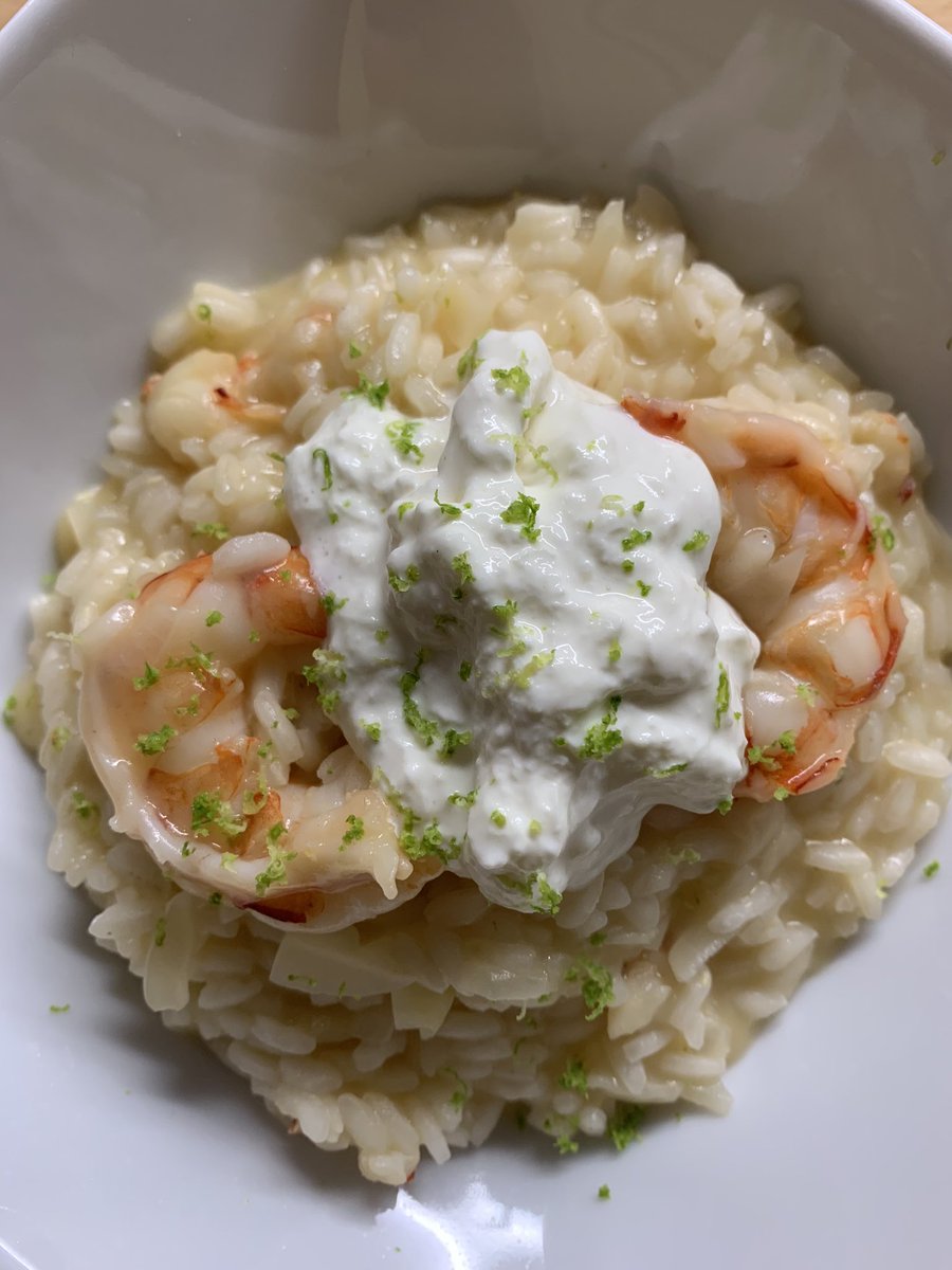 feastitaly's tweet photo. @BBCFood Risotto with prawns, stracciatella and lime zest cooked on Saturday night 😋 https://t.co/D4K6z8v0yB
