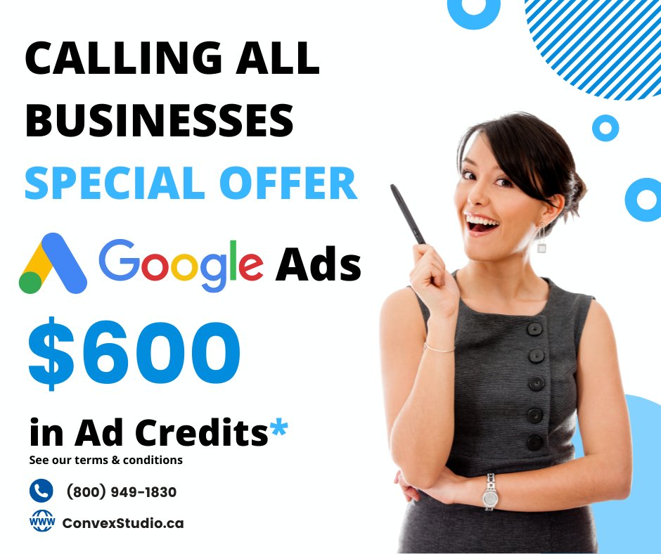 𝐓𝐇𝐈𝐍𝐊𝐈𝐍𝐆 𝐎𝐅 𝐓𝐑𝐘𝐈𝐍𝐆 𝐆𝐎𝐎𝐆𝐋𝐄 𝐀𝐃𝐒?
Get $600 in Google Ad credits.
Google is where people search for almost everything. 
bit.ly/3gvas0g
*New customers only. See our full terms.
#googleads #google #sem #searcheneginemarketing #ppc #convexstudio